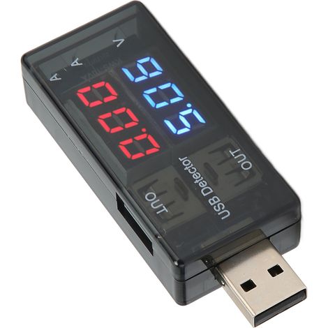 Testeur double USB 1 entrée 2 sorties, multimètre LCD avec affichage de la puissance, du courant et de la tension, pour téléphones portables, tablettes, ordinateurs portables et chargeurs de voiture. (1/5)