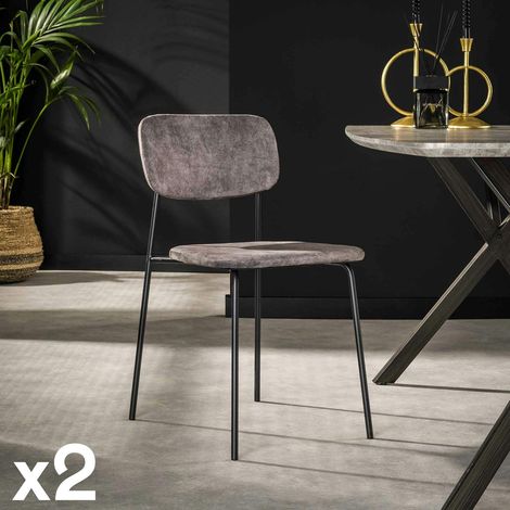 Chaise d'écolier en velours gris (lot de 2) MELBOURNE (1/3)