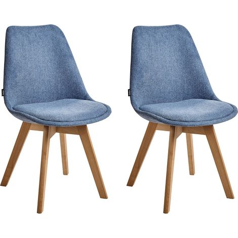 Esszimmerstuhl 2er Set Hellblau Polsterbezug Holzbeine Modern (1/5)
