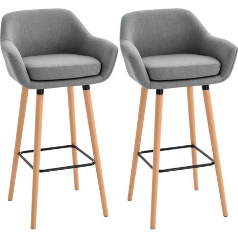Tabourets de Bar Design scandinave - Lot de 2 tabourets de Bar Grand Confort avec Repose-Pieds Gris foncé (1/5)