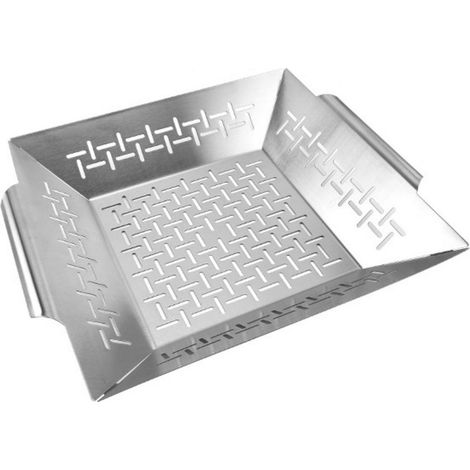Panier à barbecue de luxe, grand format, idéal pour griller les accompagnements, compatible avec tous les types de barbecues - Argent (1/4)