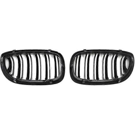 Kühlergrill für die Frontstoßstange (Nierengrill) für BMW E46 Coupé und Cabriolet 325Ci/330Ci LCI (2-Türer, Baujahre 2003–2006), Doppellamellen-Ersatzgrill – komplett schwarz