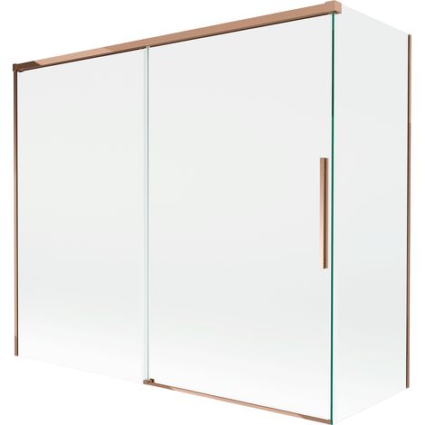 Mexen Rox paroi de douche 2 volets coulissants 180 + 80 x 150 cm, transparent, or rose - 8C9-180-080-60-00