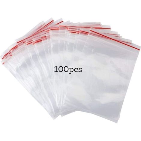 Wiederverschließbare Zip-Beutel, Zip-Beutel (10 x 12 cm) x 100, transparenter Plastik-Zip-Beutel, Plastik-Zip-Beutel, transparenter Plastikbeutel (1/5)