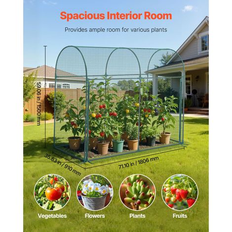 Cage à Culture Jardin 1,8x0,91x1,5 m Cage à Plantes avec Porte Zippée pour Tomates, Filet Anti Oiseaux Résistante au Vent Filet de… (1/5)