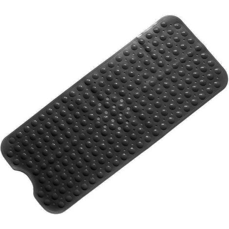 Schwarze Badematte, 100 x 40 cm, extra lange antibakterielle Badematte, maschinenwaschbare Duschmatte aus schimmelhemmendem PVC-Material