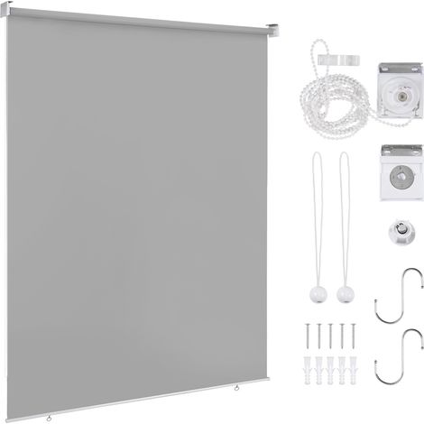 Randaco Senkrechtmarkise Vertikalmarkise Seitenrollo Sichtschutz für Terrasse Balkon Sonnenschutz UV-Beständig Grau 180x240cm