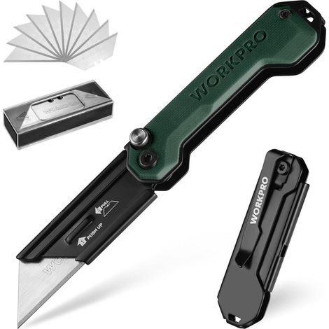 Cutter pliant G10 avec 10 lames SK5, changement rapide, pour cuir, PVC, papier (1/5)