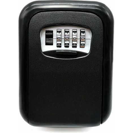 Key combination lock storage box, wall-mounted lock box, 4-digit combination lock suitable for bedroom or car keys, black (1/5)