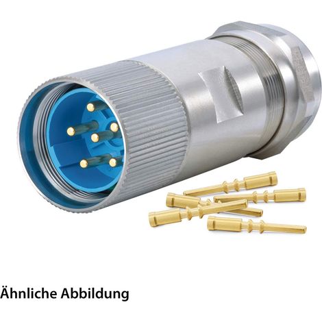HUMMEL SET inkl. Kontakte M23 Leistung INOX Kabelsteckverbinder Crimpeinsatz gerade Polzahl 3+5+PE, Stift Klemmbereich 11,0mm - 17,0mm - 1 Stück