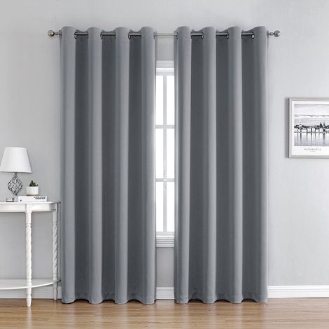 EASYCOMFORT Rideau Salon Occultant Isolant Thermique - Dimensions L140 x H160 cm - Couleur Gris - Bloque la Lumière et le Froid - Prêt à Poser - Lot de 2 Panneaux (1/5)