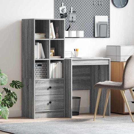 Escritorio con almacenamiento 2 pcs Gris 60 x 50 x 76 cm (1/5)