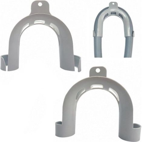 Juego de 2 soportes universales para mangueras de lavadora - Codo de fijación en forma de U - Para lavadoras y lavavajillas (1/4)