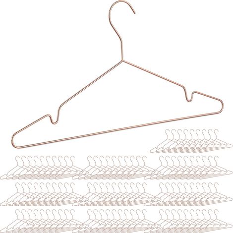 Cintres à vêtements en rose doré, lot de 100, pour costume, pantalons, chemise, 2 encoches, en métal, cuivre