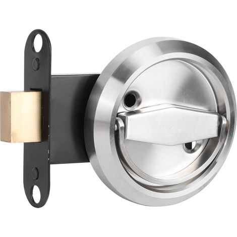 Accessoires de porte de poignée d'anneau en acier inoxydable 304 de serrure double face de salle de bains à la maison (argent (avec serrure)) (1/5)