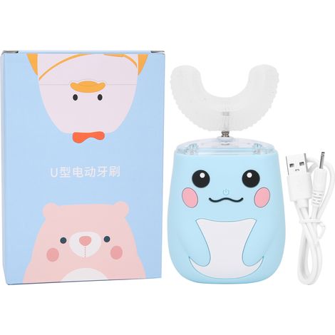 Brosse à dents électrique enfant bleue étanche forme U massage nettoyage automatique (1/5)