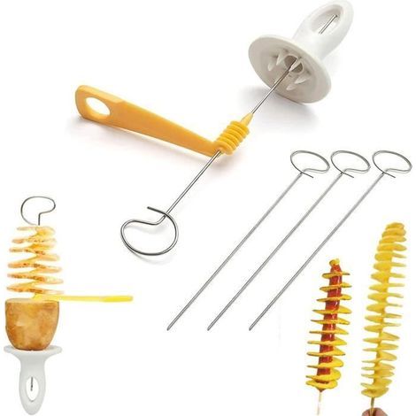 Coupe-Frites.Twister de Pommes de Terre.Coupeur de Tour de Pomme de Terre.Coupe-Pommes de Terre en Spirale.Pour BBQ.Fête.Camping (1/4)