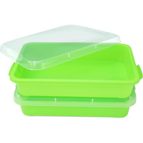Lot de 2 Plateaux de Jeu Sensoriels Portables de 15 Pouces avec Couvercle pour Enfants - Bac à Sable avec Espace pour Eau,Sable,Perles(Vert,Bleu) (1/5)