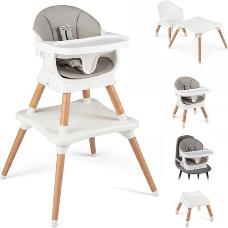 Bois de hêtre, chaise haute évolutive 9 en 1 avec plateau réglable, pour repas bébé et tout-petit (1/5)