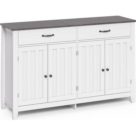 Buffet de Cuisine Bealife Meuble de Rangement en bois avec 2 Tiroirs 2 Étagères Réglables et 4 Portes Gris 140 x 89 x 40 cm pour Cuisine Salle à Manger Entrée (1/5)