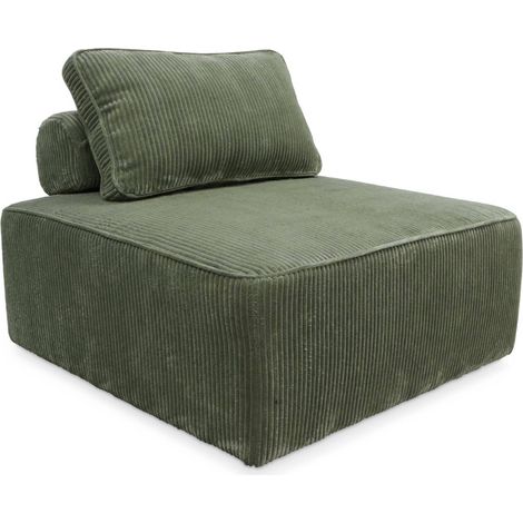 sweeek - Sessel ohne Armlehne mit Cordbezug für ein modulares Sofa, Cord, Grün
