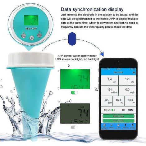 Ph-mètre Bluetooth 6 en 1 – Mesure pH, ORP, chlore, EC, TDS, température – Étalonnage automatique 5 points – Application mobile