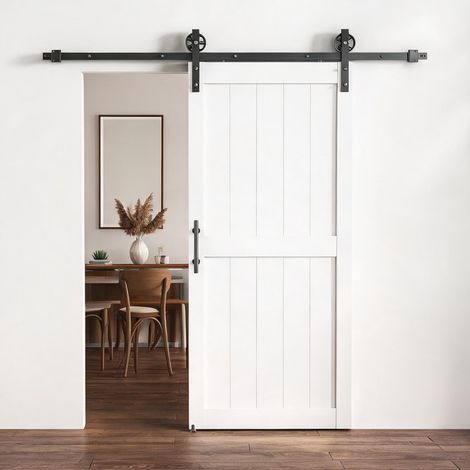 Porte coulissante d'intérieur 81,3 x 213,4 cm en MDF et acier (1/5)