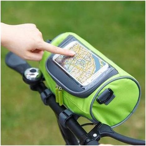 Sac/Sacoche Vélo Guidon VTT étanche Porte-bagages Téléphone Smartphone écran Tactile Porte-bagages Multifontions pour Cyclisme Vert (1/4)