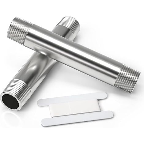 2 Pcs 150MM 1/2" Male × 1/2" Male Thread BSP Stainless Steel 304 Extender Nipple Cast Pipe Fittings (1/5)