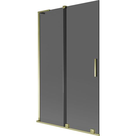 Mexen Velar L mampara de ducha corredera de 2 paneles 110 x 150 cm, grafito, dorado - 896-110-003-41-50 (1/5)