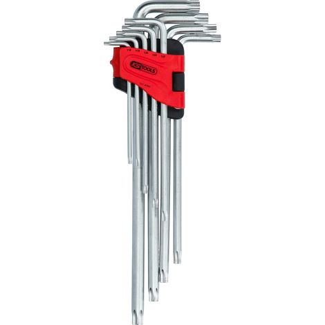 KS TOOLS Jeu de clés mâles TORX coudées avec perçage XL 9 pcs.TB10-TB50 - 151.4580