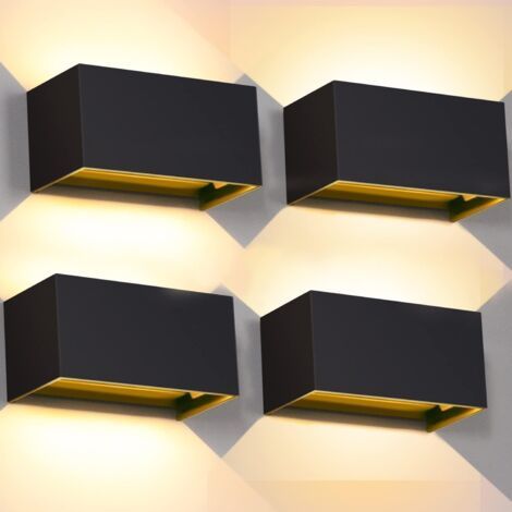 TAISHENGDA 4 Pièces Applique Murale Interieur/Exterieur 20W Appliques Murales LED Noire 3000K Blanc Chaud avec Angle de Faisceau Réglable luminaire exterieur murale Etanche IP65 (1/5)