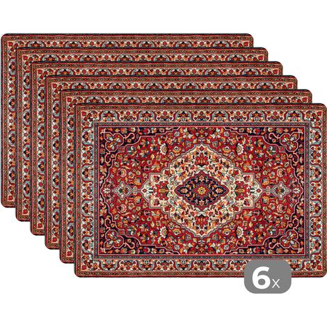 SETS DE TABLE Tapis persan - Tapis - Motifs - Rouge Lot de 6 Placemats 45x30 (1/5)