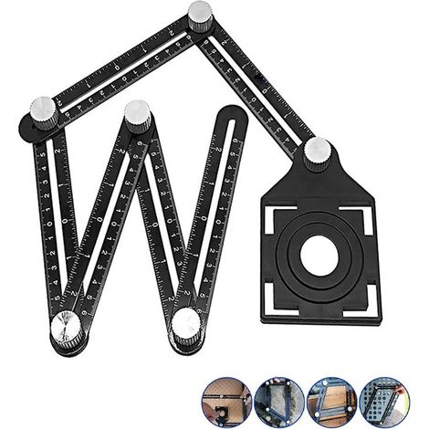 Regla de medición multiángulo WADFOW para azulejos, 12 cm, aleación de aluminio (1/3)