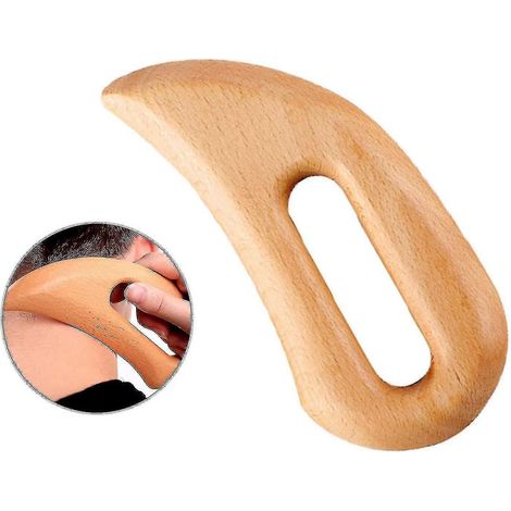 Outil de massage Gua Sha en bois, type spatule de grattage, à main.-AquaForge (1/5)