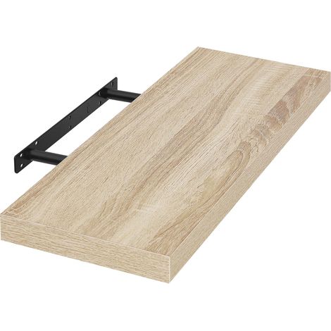 Étagère murale 60 cm en MDF, finition effet bois clair, étagère de rangement décorative flottante convient pour le salon, la chambre, la salle de bain ou le couloir (1/5)