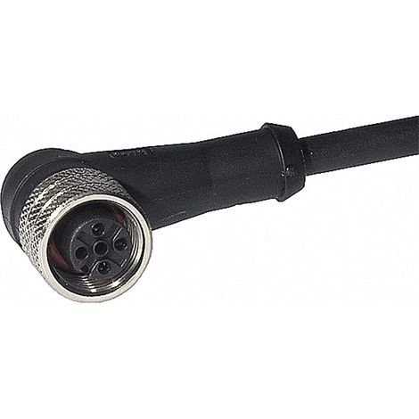 M12 Sensorleitung PUR 3-polig Buchse gewinkelt A-Kodierung, Länge 10,0 Meter schwarz, Kabel Außendurchmesser 4,5mm - 1 Stück