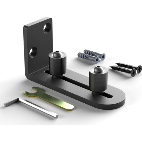 Guidage au sol réglable, pour porte coulissante, design de rouleau double face, noir (1/5)