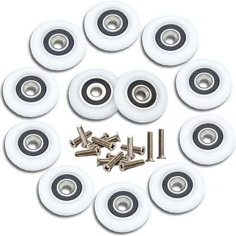 12 rodillos para puerta de ducha corredera, rodillos de 23 mm para puerta de ducha, rodillos de repuesto para puerta de ducha con tornillos - Crezuo