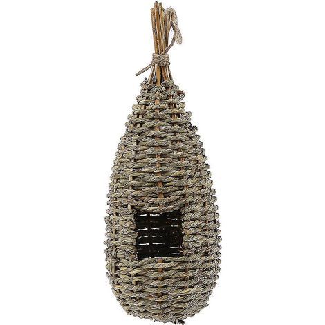 Nichoir suspendu en fibres naturelles pour troglodyte mignon, avec toit pointu, pour perroquet (1/4)