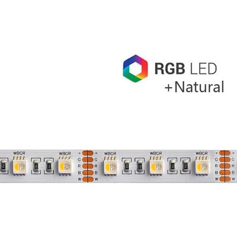 Striscia led 24v 19,2w/m Smd5050 60led/m Rgb+4000k Ip20 5m Cc30096-2396