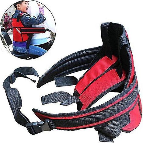 Ceintures de sécurité pour enfants, ceintures de sécurité pour moto, harnais bébé résistant aux chutes, rouge à volutes. (1/5)