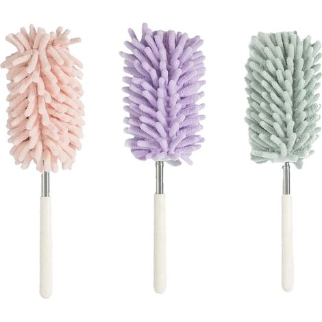 3 Pcs Plumeau Poussière Telescopique，Brosse à poussière réglable，pour Nettoyage Ventilateur de Plafond Toile d'Araignées.