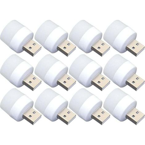 Mini Lumière de Nuit USB - 12pcs Plug-in Bulbes, Lumière blanc Portable pour Toilette, Cuisine, Couloir - Idéal pour Les Enfants (1/4)