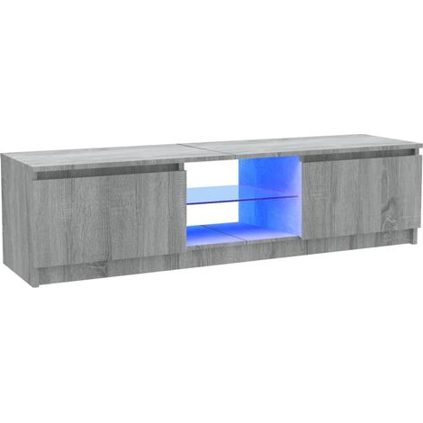 Mueble TV multimedia estantería para televisión buffet para televisión comedor salón dormitorio con luces LED sonoma 120 x 30 x 35,5 cm gris 020026796 (1/4)