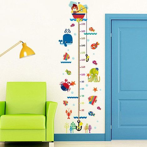 Autocollants muraux pour chambre à coucher : toise en forme d'animal de dessin animé (1/4)