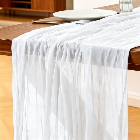 Chemin de Table en Gaze Blanc 1 Pack 90 × 180 cm, Décor de Table de Noël (1/5)