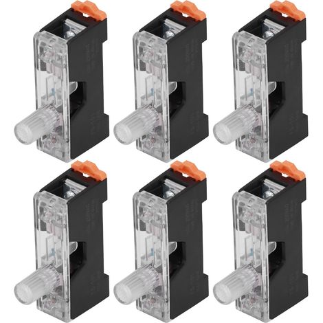 Lot de 20 porte-fusibles basse tension unipolaires pour montage sur rail avec témoin lumineux 10 A 250 V FS-101 6 x 30 mm (1/5)
