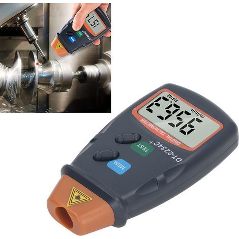 Digitaler Drehzahlmesser, berührungsloser Drehzahlmesser, LCD-Digitaldrehzahlmesser, Drehzahlbereich 2,5–99.999 U/min, mit 3 Reflektorstreifen und blauer Stofftasche (1/5)