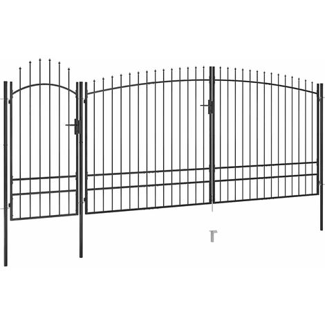 vidaXL Portail de jardin Woerden avec pointe en forme de lance 5 x 1,95 m noir (1/5)